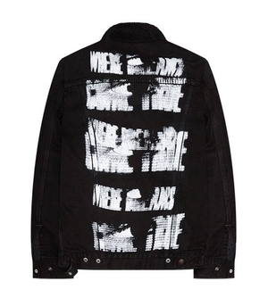 The-Weeknd Vlone XO Visions Denim Sherpa Jacket Collaboration rappeurs Noir Unisex | NUVR-34714781