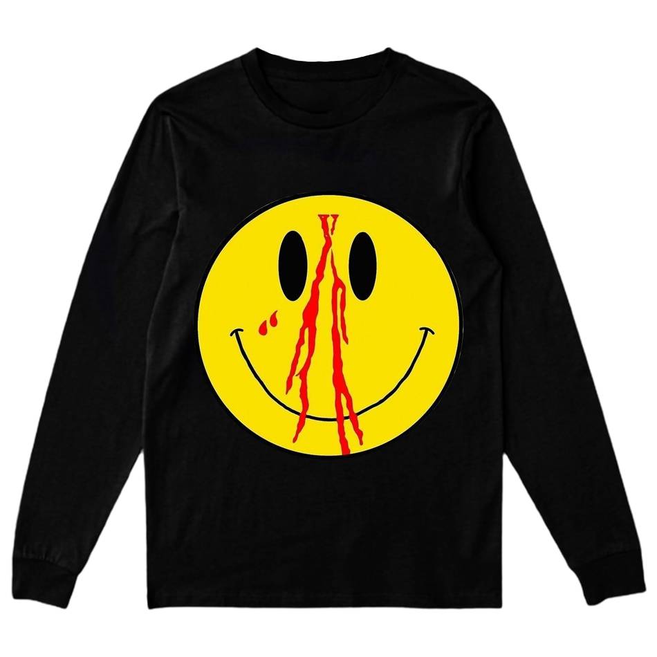 Manche longue Vlone Blood Smiley Face Vente chaude Noir Unisex | THLN-62023972