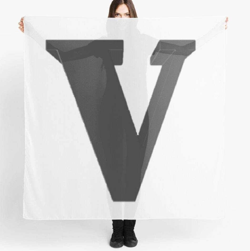 écharpe Vlone V Text Printed Logo Blanche Noir Femmes | BNGF-80214311